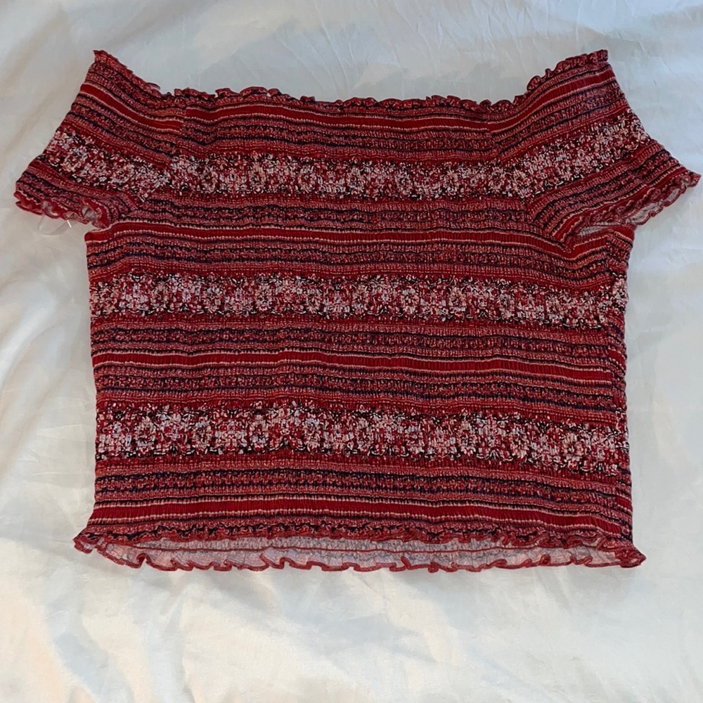 Multicolored, off shoulder crop top